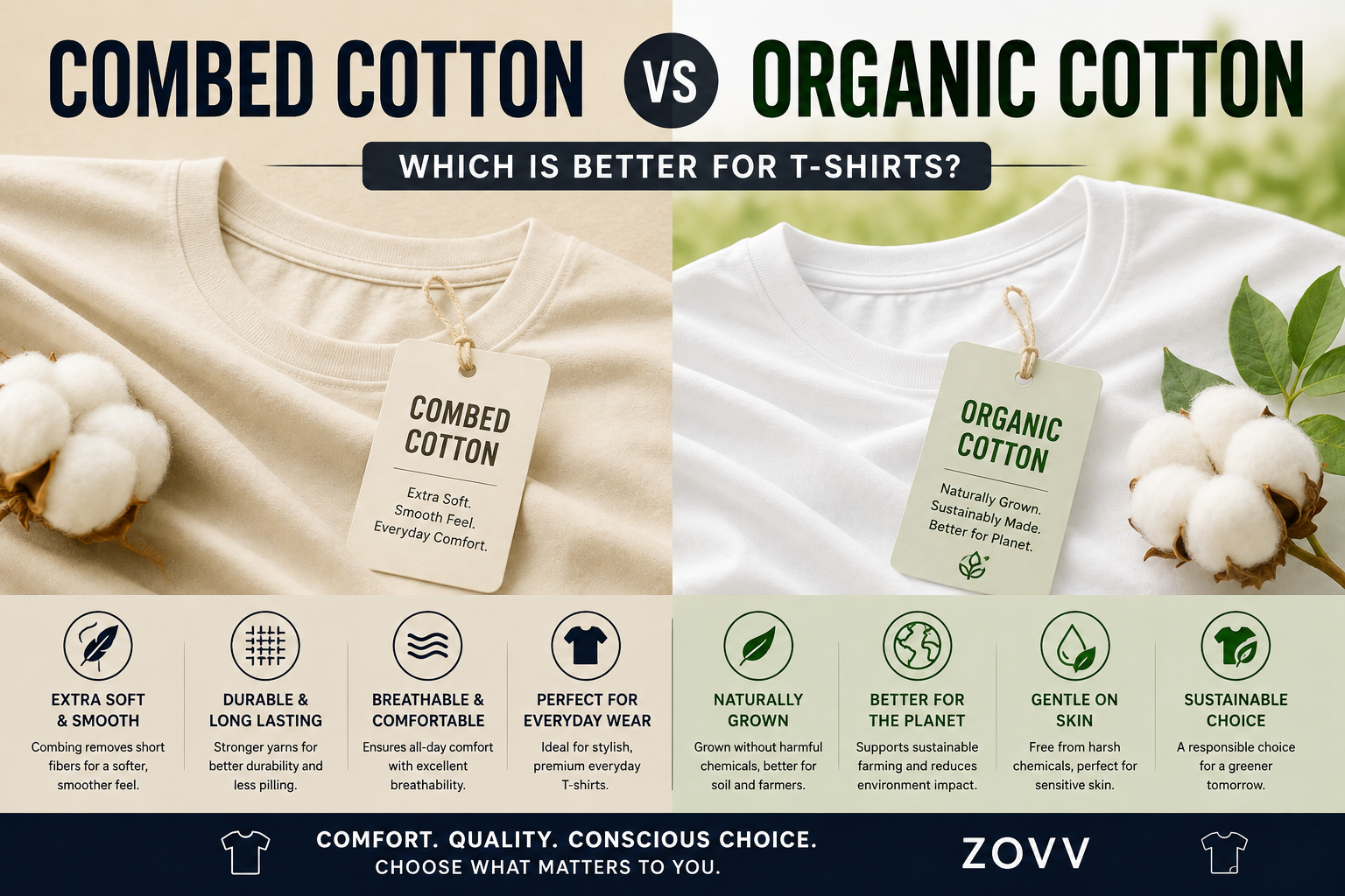 Combed Cotton vs Organic Cotton: Which Is Better for T-Shirts?