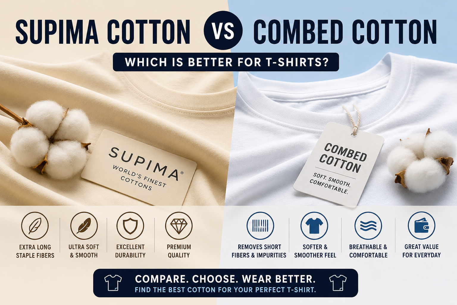 Supima Cotton vs Combed Cotton: Which T-Shirt Fabric Is Better?