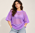 Purple Mesh T-Shirt for Women